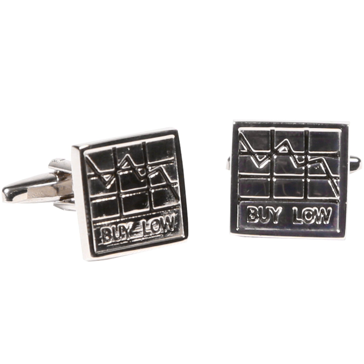 Square Stock Market Graph Cufflinks Cufflinks with Jewelry Box-0