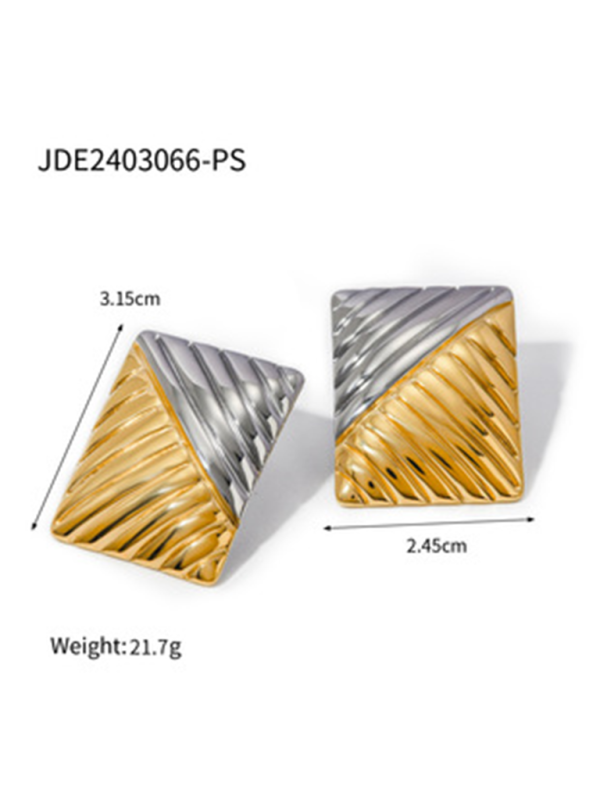Wave Textured Gold and Silver Coloured Earrings