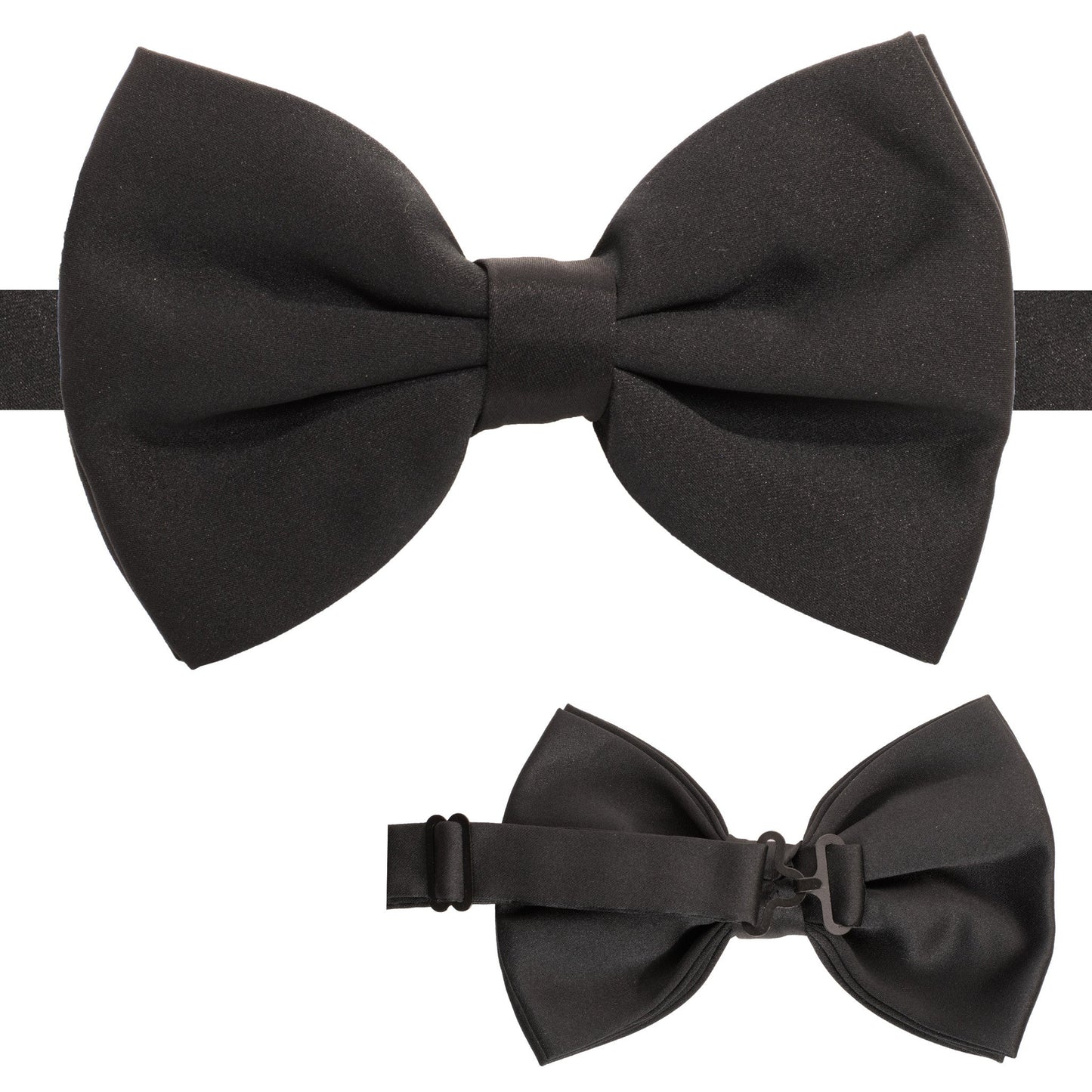 Black Adjustable Satin Bowtie-1
