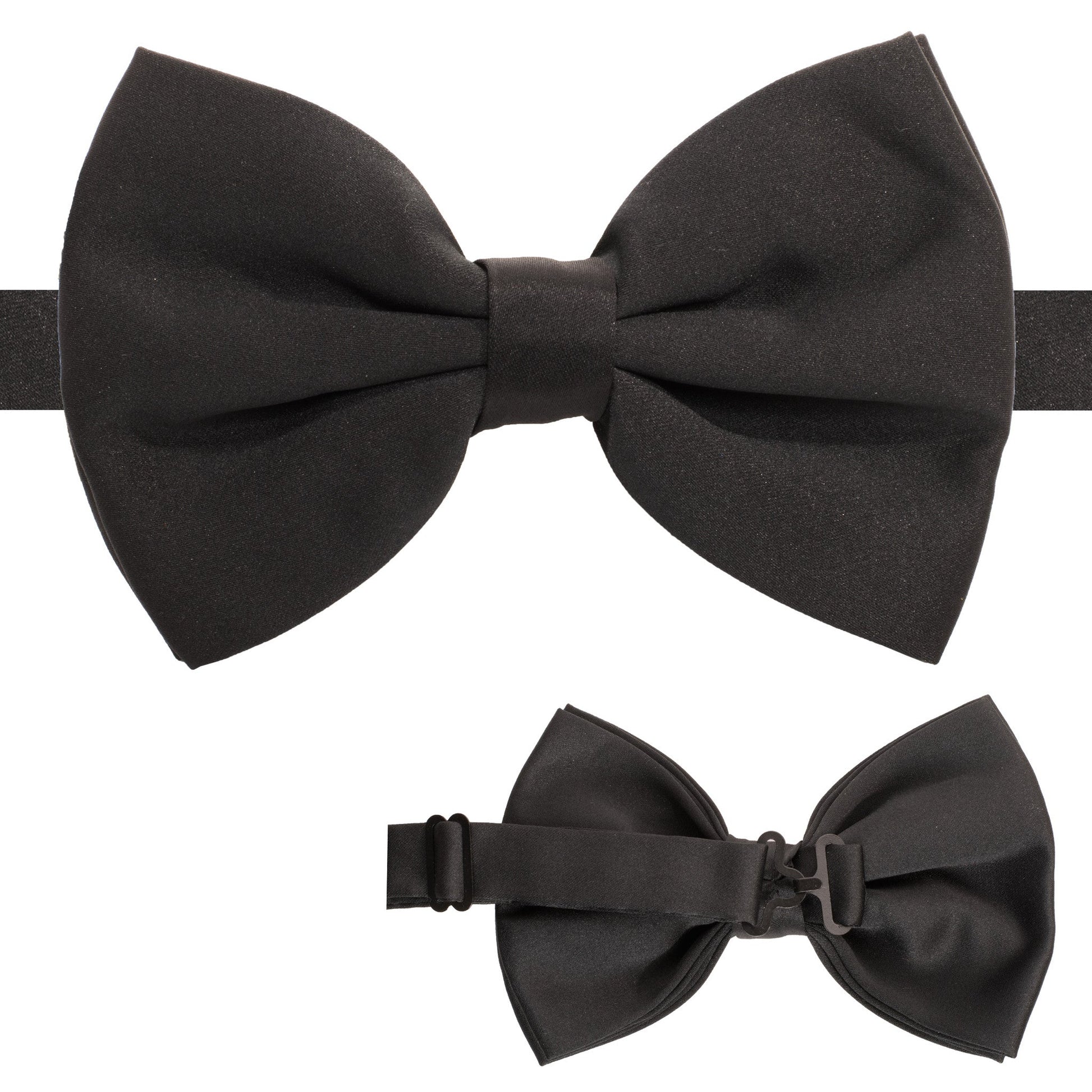 Black Adjustable Satin Bowtie-1