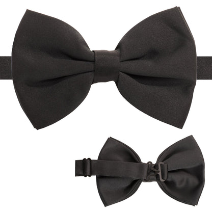 Black Adjustable Satin Bowtie-1