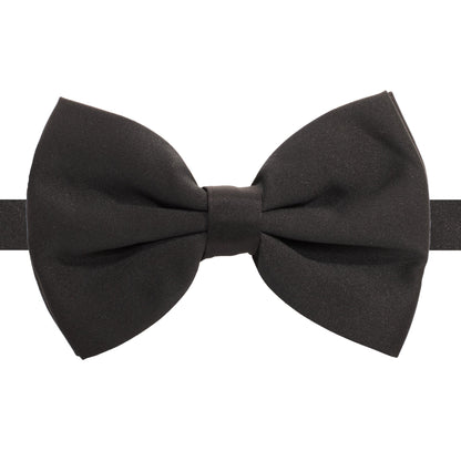 Black Adjustable Satin Bowtie-0