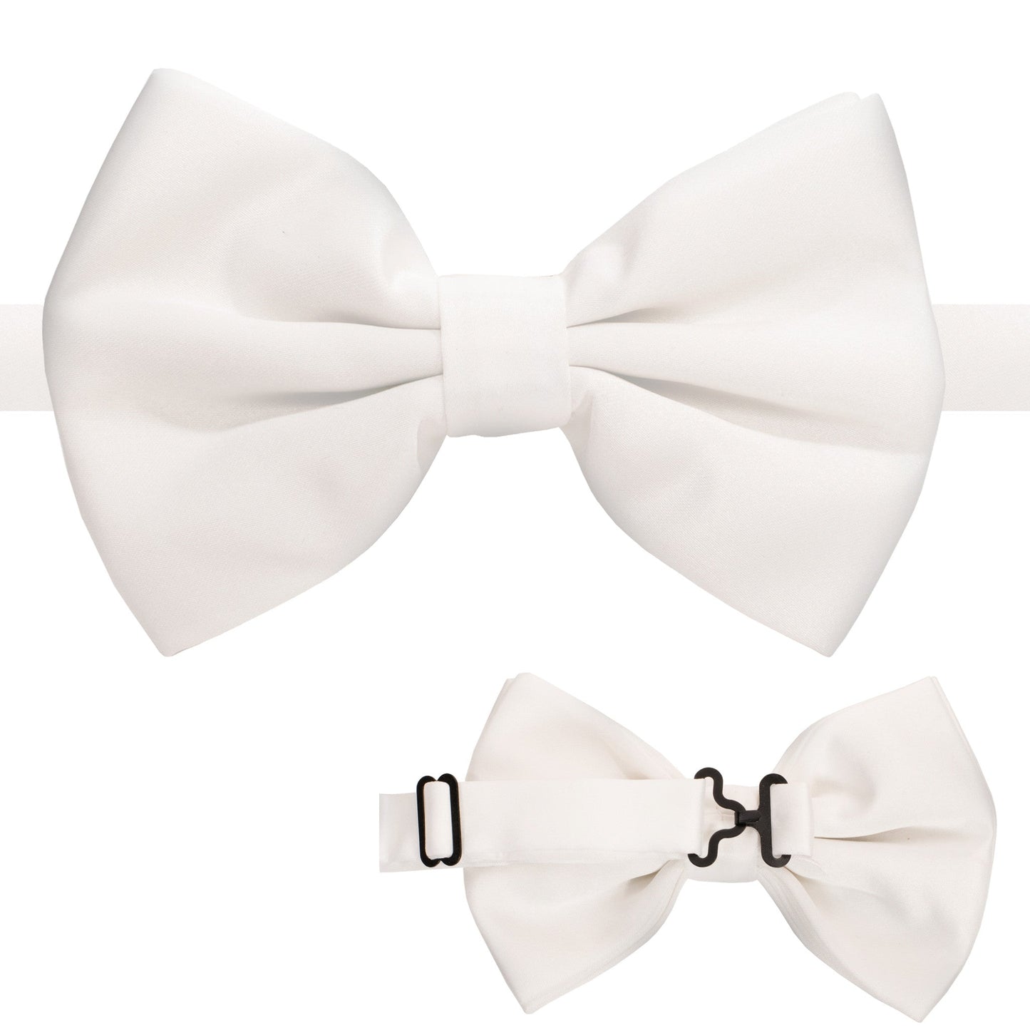 White Adjustable Satin Bowtie-1