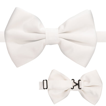 White Adjustable Satin Bowtie-1