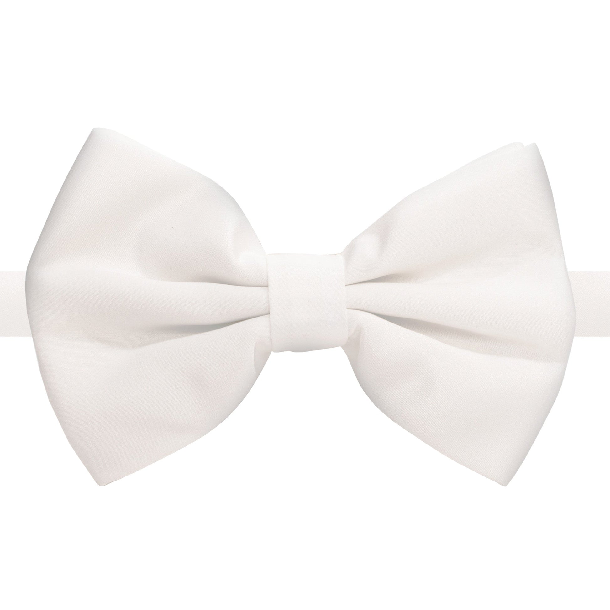 White Adjustable Satin Bowtie-0