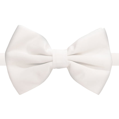 White Adjustable Satin Bowtie-0