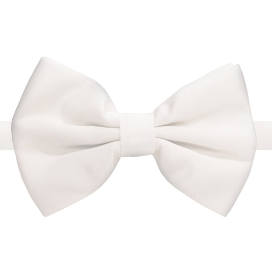White Adjustable Satin Bowtie-0