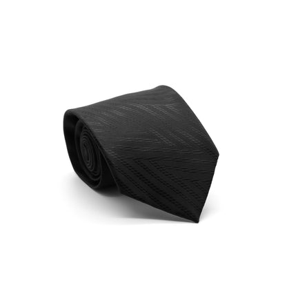 Classic Black Geometric Pattern Business Necktie & Hanky Set