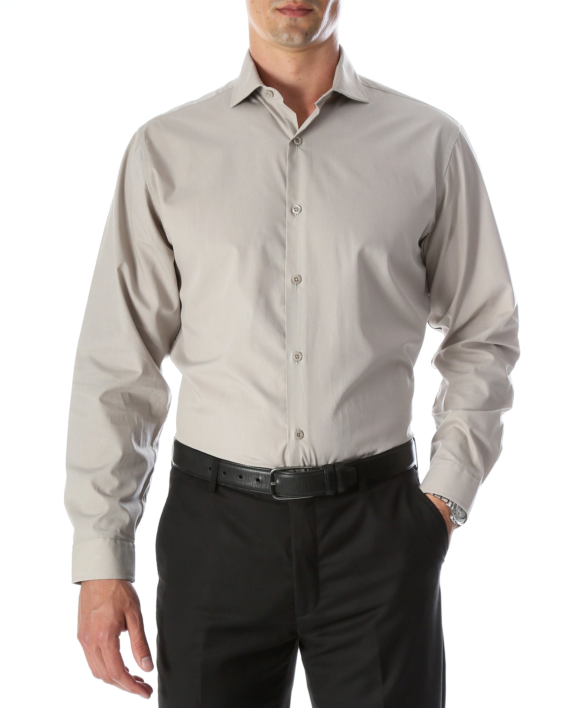 Grey Slim Fit Cotton Dress Shirt-0
