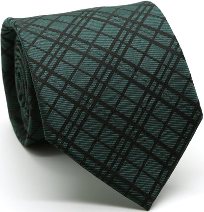 Classic Green Striped Pattern Necktie & Pocket Square Set