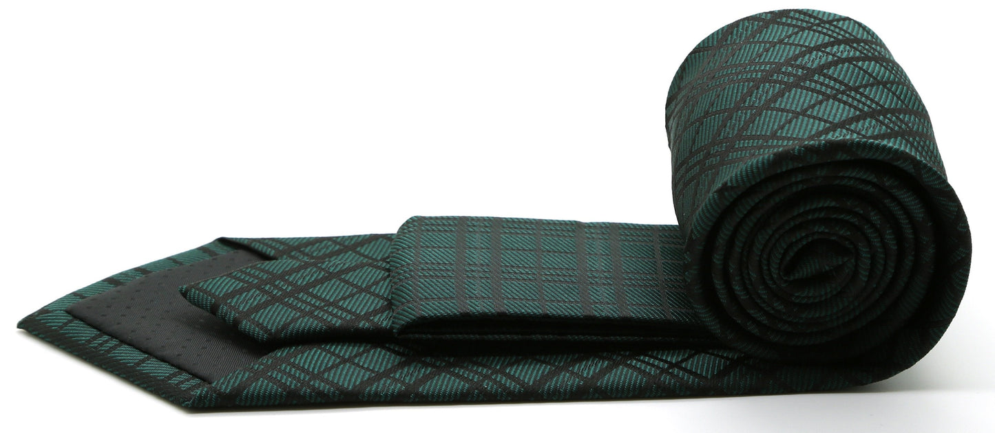 Classic Green Striped Pattern Necktie & Pocket Square Set